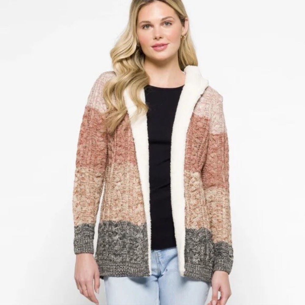 Cozy Lety & Me Sherpa Trim Hoodie Cardigan | Womens Size XL